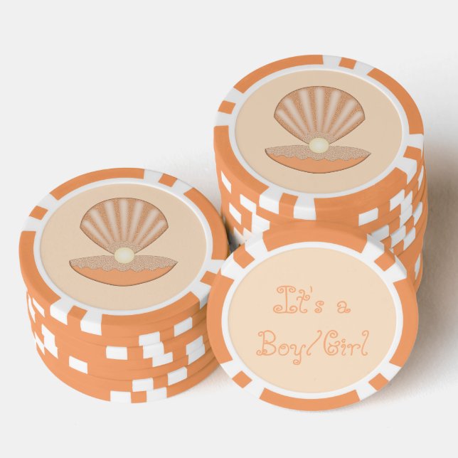 Oyster shell and Pearl Gender Neutral Poker Chips (Stack)