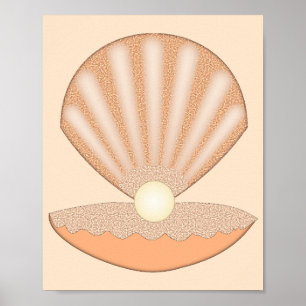 Oyster shell and Pearl Gender Neutral Poster