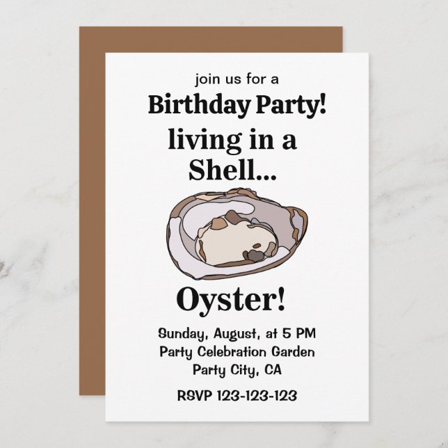 Oyster Shell Funny Summer Birthday Party Invitation (Front/Back)