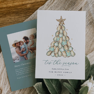 Oyster Shell Tree Coastal Christmas Photo Holiday Card