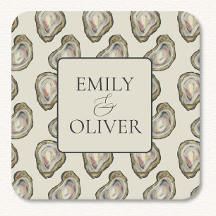 Oyster Shells Wedding Square Paper Coaster