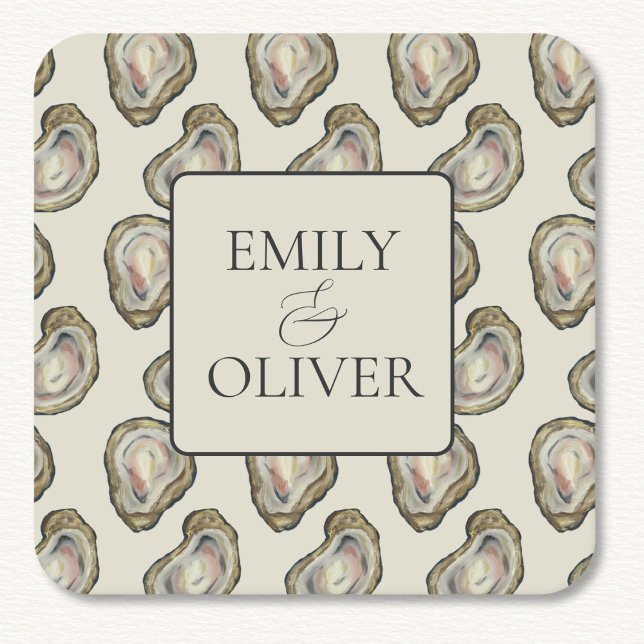 Oyster Shells Wedding  Square Paper Coaster (Creator Uploaded)