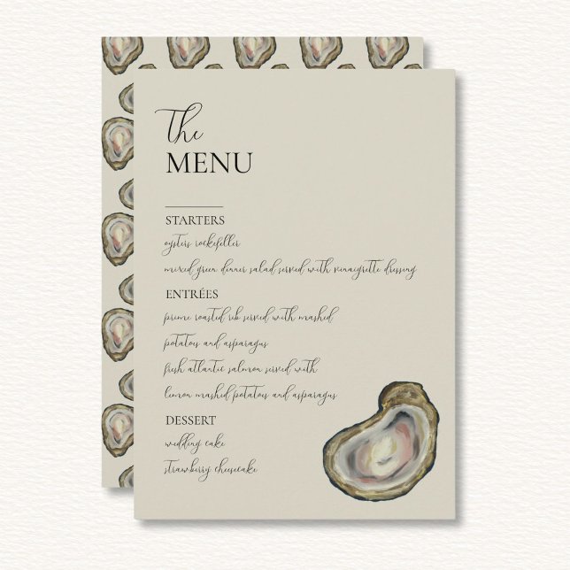 Oyster Shells Wedding Table Menu Cards Flat Menu (Creator Uploaded)