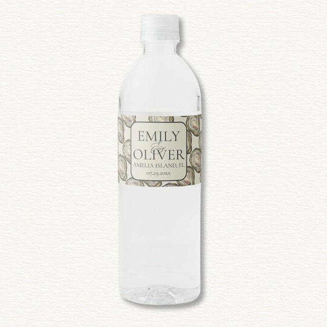 Oyster Shells Wedding  Water Bottle Label (Creator Uploaded)