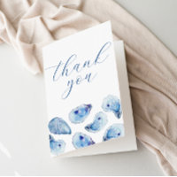 Oyster Watercolor Blue Simple Elegant Folded