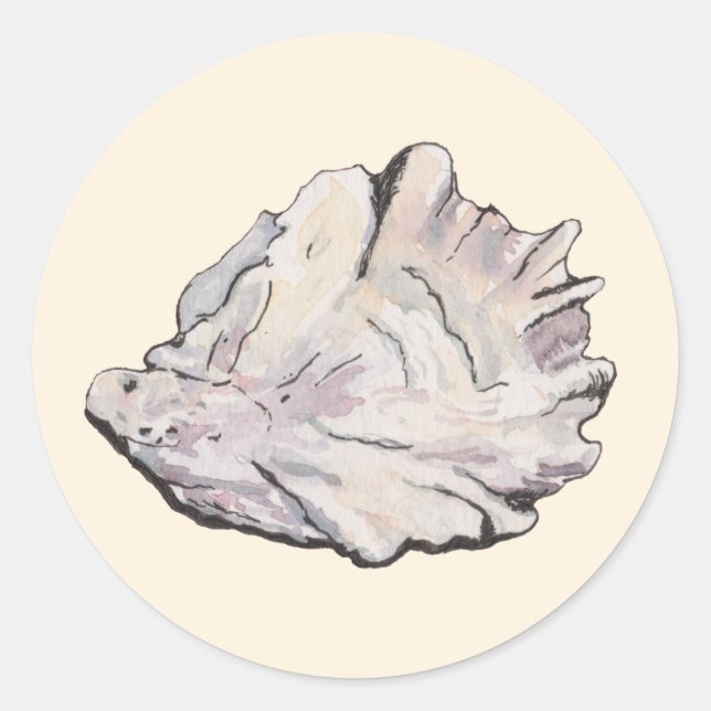 Oyster Watercolor Classic Round Sticker (Front)