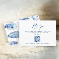 Oyster Wedding QR RSVP Blue Watercolor