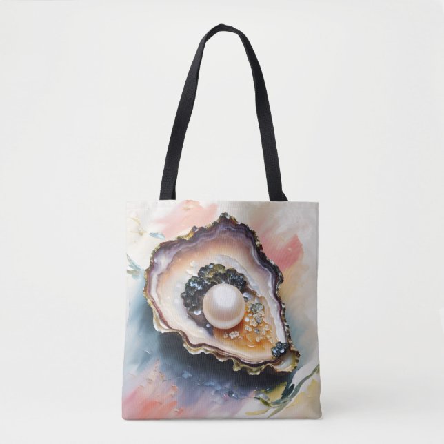 Oyster With Pearl Shellfish Art Tote Bag (Front)