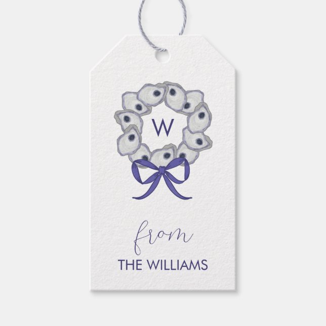 Oyster Wreath Custom Gift Tags (Front)