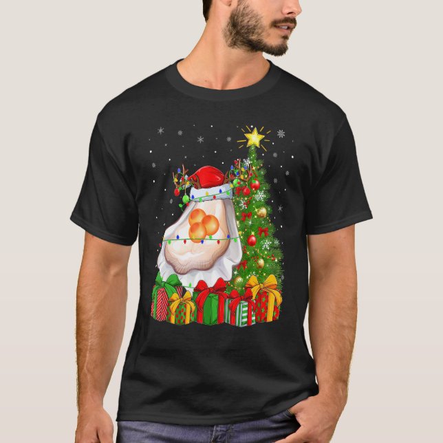Oyster   Xmas Holiday Santa Oyster Christmas Tree T-Shirt (Front)