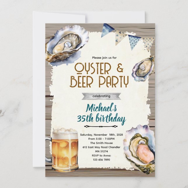 Oysters and beer party invitation (Front)