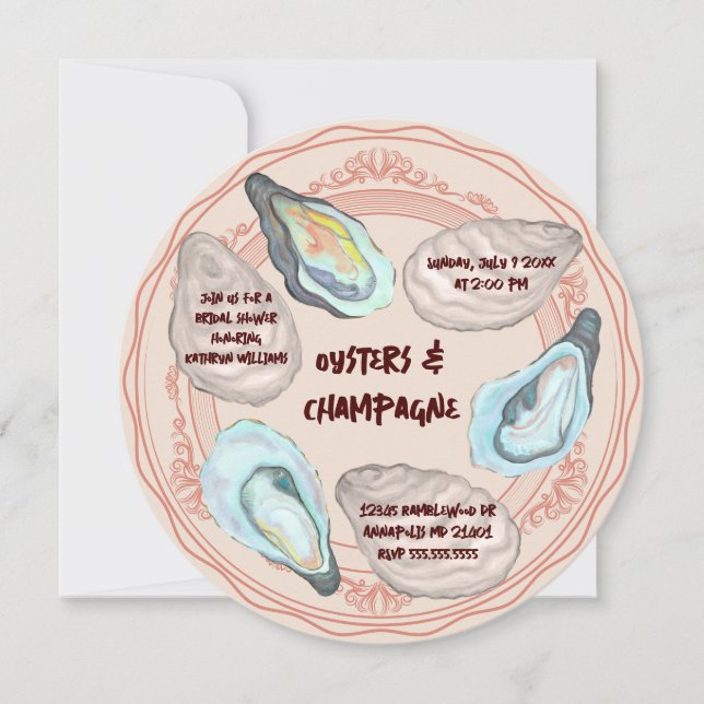 Oysters and Champagne Wedding Bridal Shower Invitation (Front)