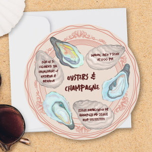 Oysters and Champagne Wedding Engagement Party Invitation