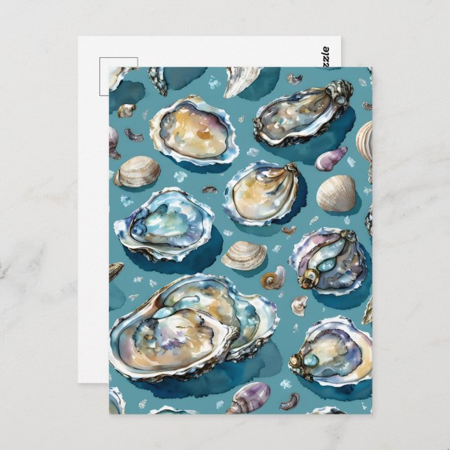 Oysters Clams Seashells Pattern Postcard (Front/Back)