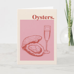 Oysters Greeting hand drawn Champagne Minimalist Card