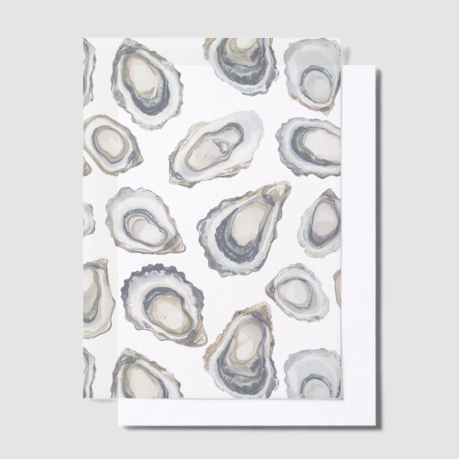 Oysters Overlay Ocean Beach Nautical Wedding Vellum Invitations (Offset)