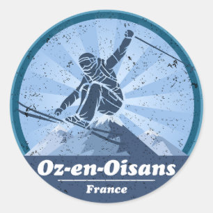 Oz-En-Oisans Ski resort - Skiing Classic Round Sticker