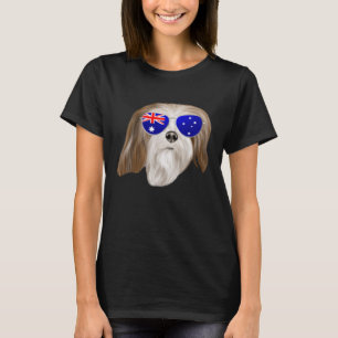 OZ Flag Lhasa Apsos Dog Australia Pocket T-Shirt