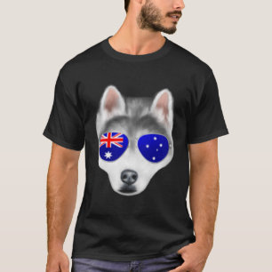 OZ Flag Siberian Husky Dog Australia Pocket T-Shirt