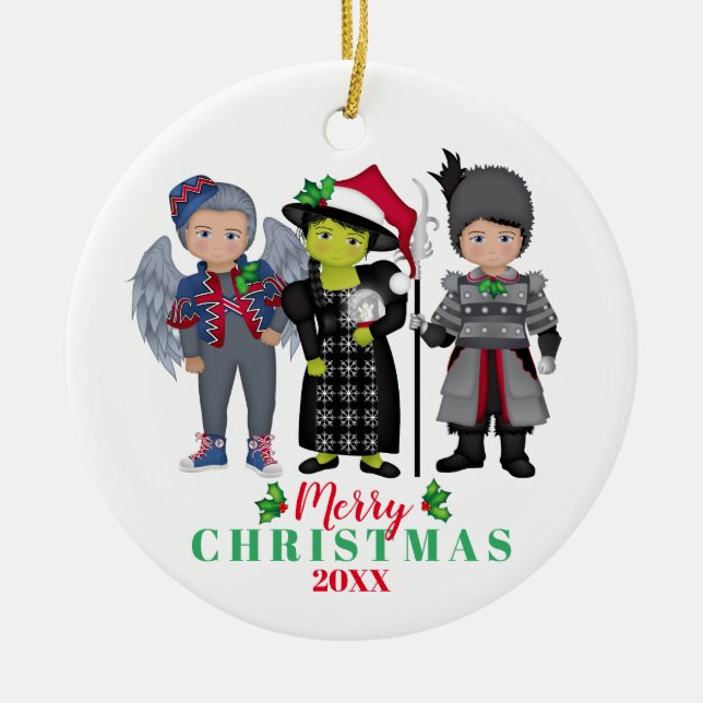 Oz Merry Christmas Team Wicked Ceramic Tree Decoration (Front)