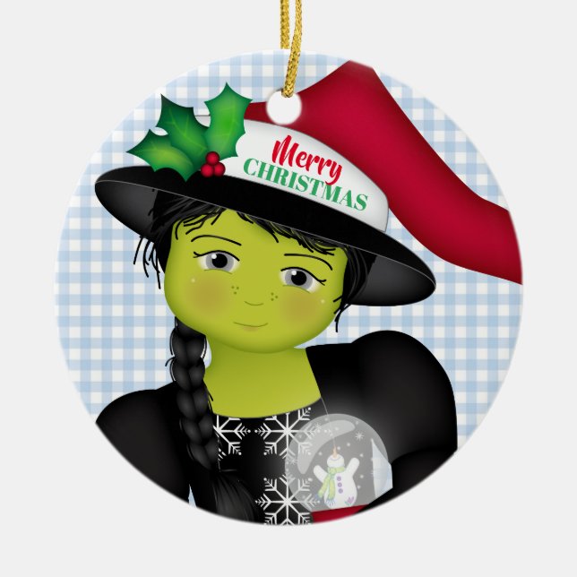 Oz Merry Christmas  Wicked Witch Ceramic Tree Decoration (Front)