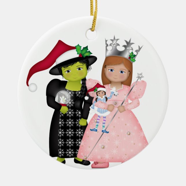 Oz-Some Merry Christmas Glenda and Wicked Witch Ceramic Tree Decoration (Front)
