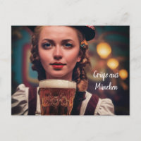 O'Zapft is! Frau im Dirndl mit Bier. München Wiesn