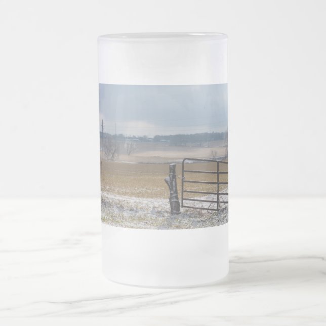 Ozark Country Hills Frosted Glass Beer Mug (Center)