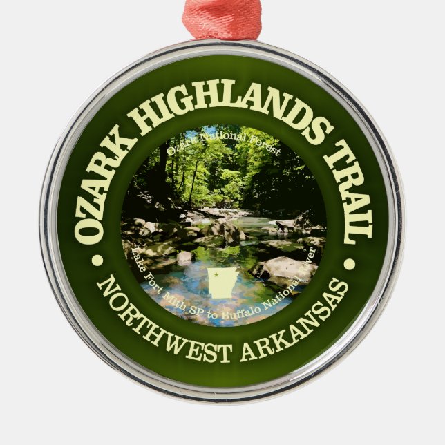 Ozark Highlands Trail (rd) Metal Tree Decoration (Front)