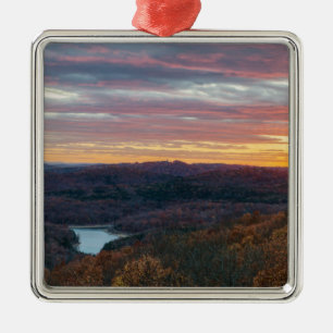 Ozark Mountains Autumn Sunset Metal Tree Decoration