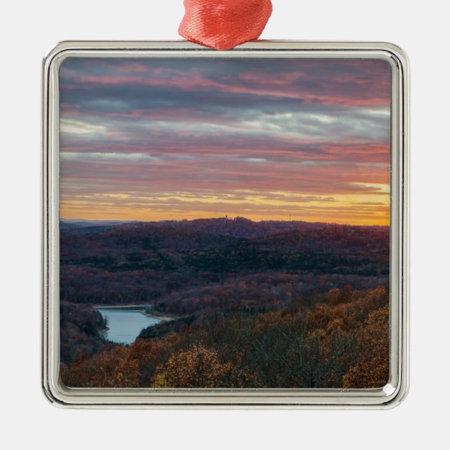 Ozark Mountains Autumn Sunset Metal Tree Decoration (Front)