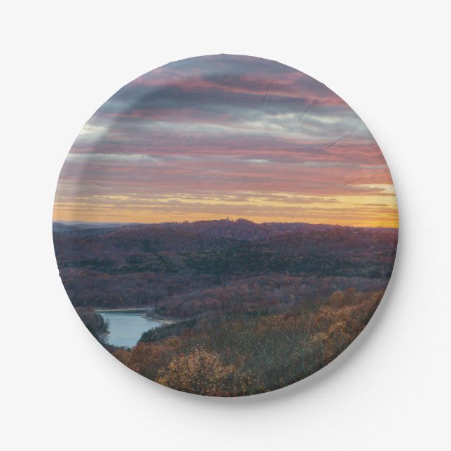 Ozark Mountains Autumn Sunset Paper Plate (Front)