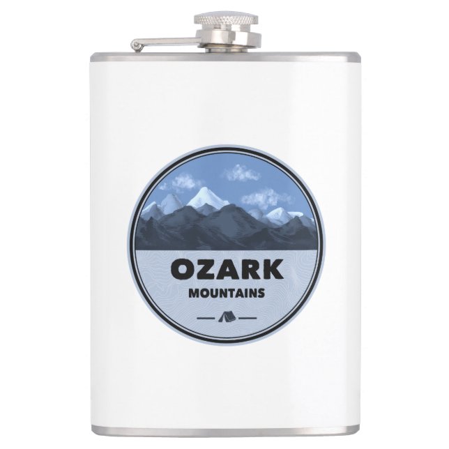 Ozark Mountains Camping Hip Flask (Front)