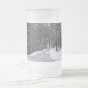 Ozark Snow Covered Road Painterly Frosted Glass Be Beer Mug