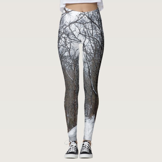 Ozark Snow Covered Road Painterly Leggings (Front)
