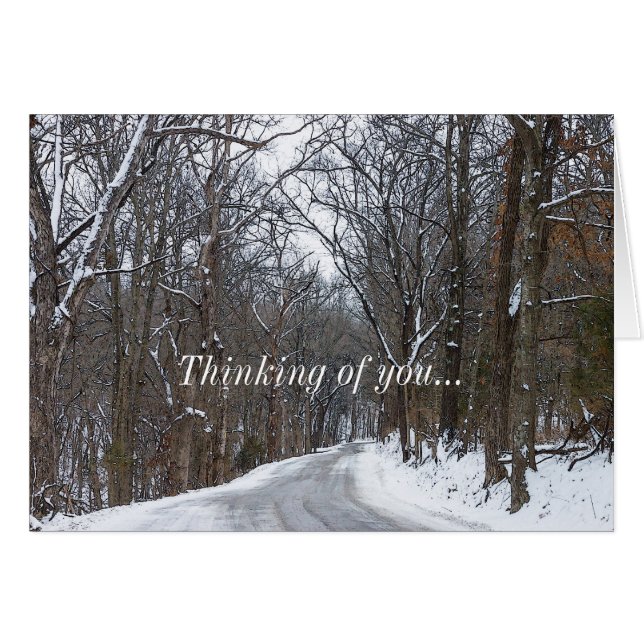Ozark Snow Covered Road Painterly Thinking Of You (Front Horizontal)