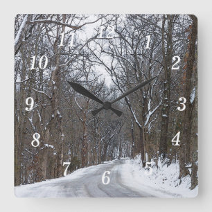 Ozark Snow Covered Road Painterly Wall Clock