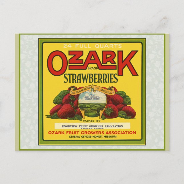 Ozark Strawberries Postcard (Front)