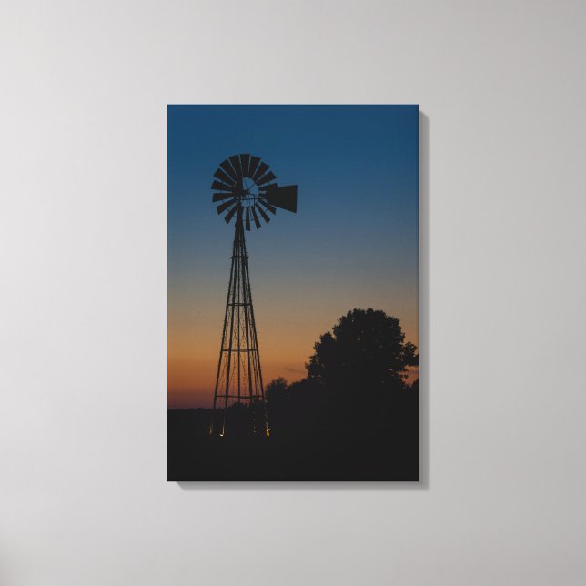 Ozark Sunset Windmill Canvas Print (Front)