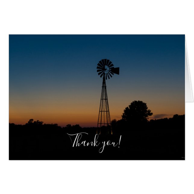 Ozark Windmill Sunset Thank You Card (Front Horizontal)