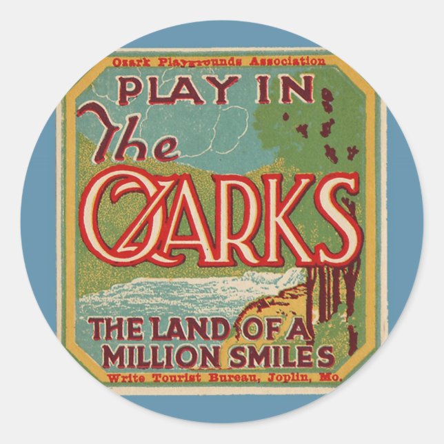 Ozarks Vintage Travel Luggage Label (Front)