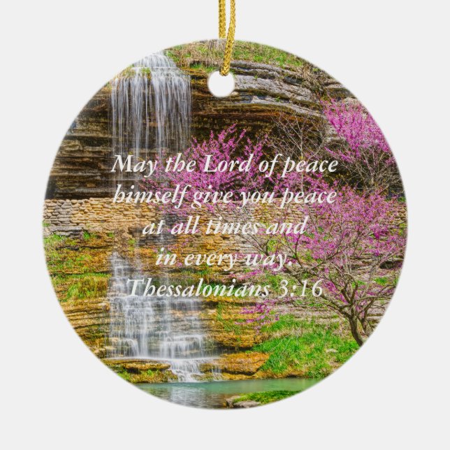 Ozarks Waterfall Spring Bluff Ceramic Tree Decoration (Front)