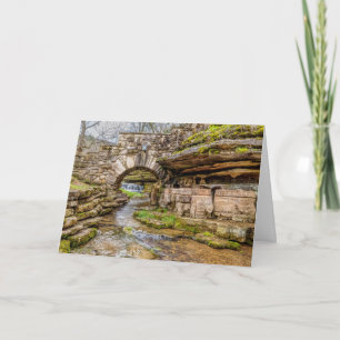 Ozarks Waterfall Under Bridge Greeting Card
