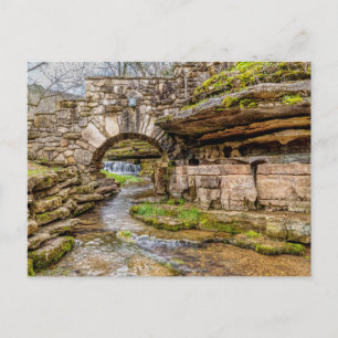 Ozarks Waterfall Under Bridge Postcard