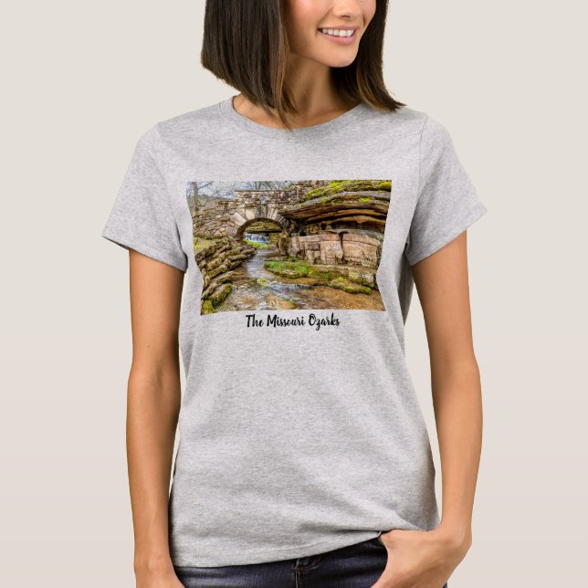 Ozarks Waterfall Under Bridge T-Shirt (Front)