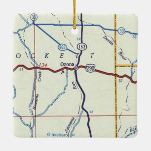 Ozona TX Vintage Map Ceramic Ornament