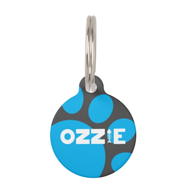 Ozzie Paw Print Cat Pet ID Tag (Front)