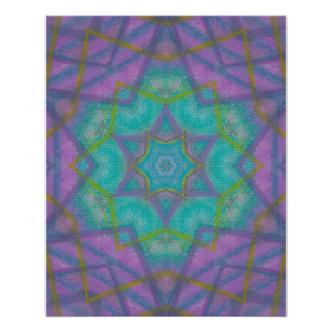 P36C Unique Colourful Abstract Star Mandala Poster