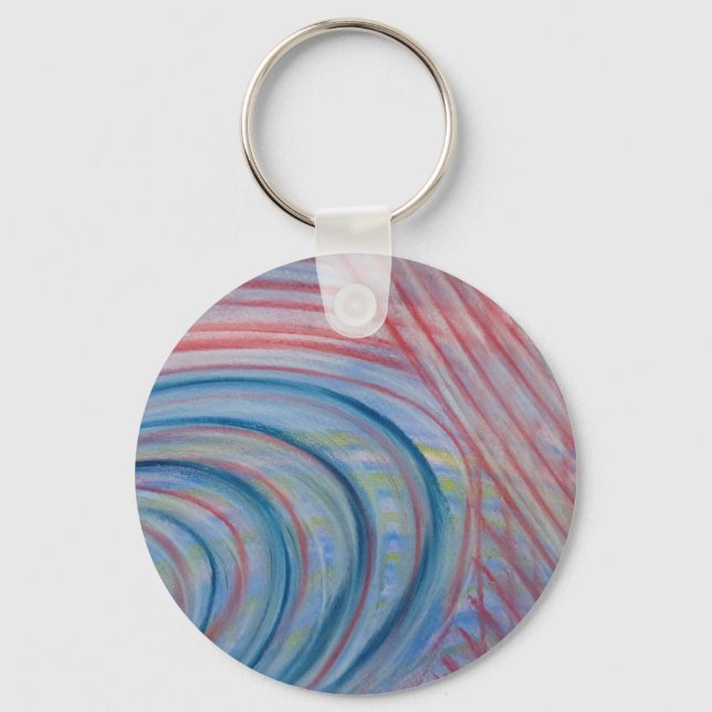 P43 Blue Red Yellow Colourful Abstract Art Key Ring (Front)