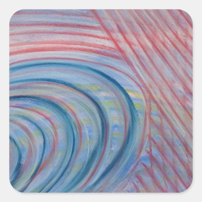 P43 Blue Red Yellow Colourful Abstract Art Square Sticker (Front)